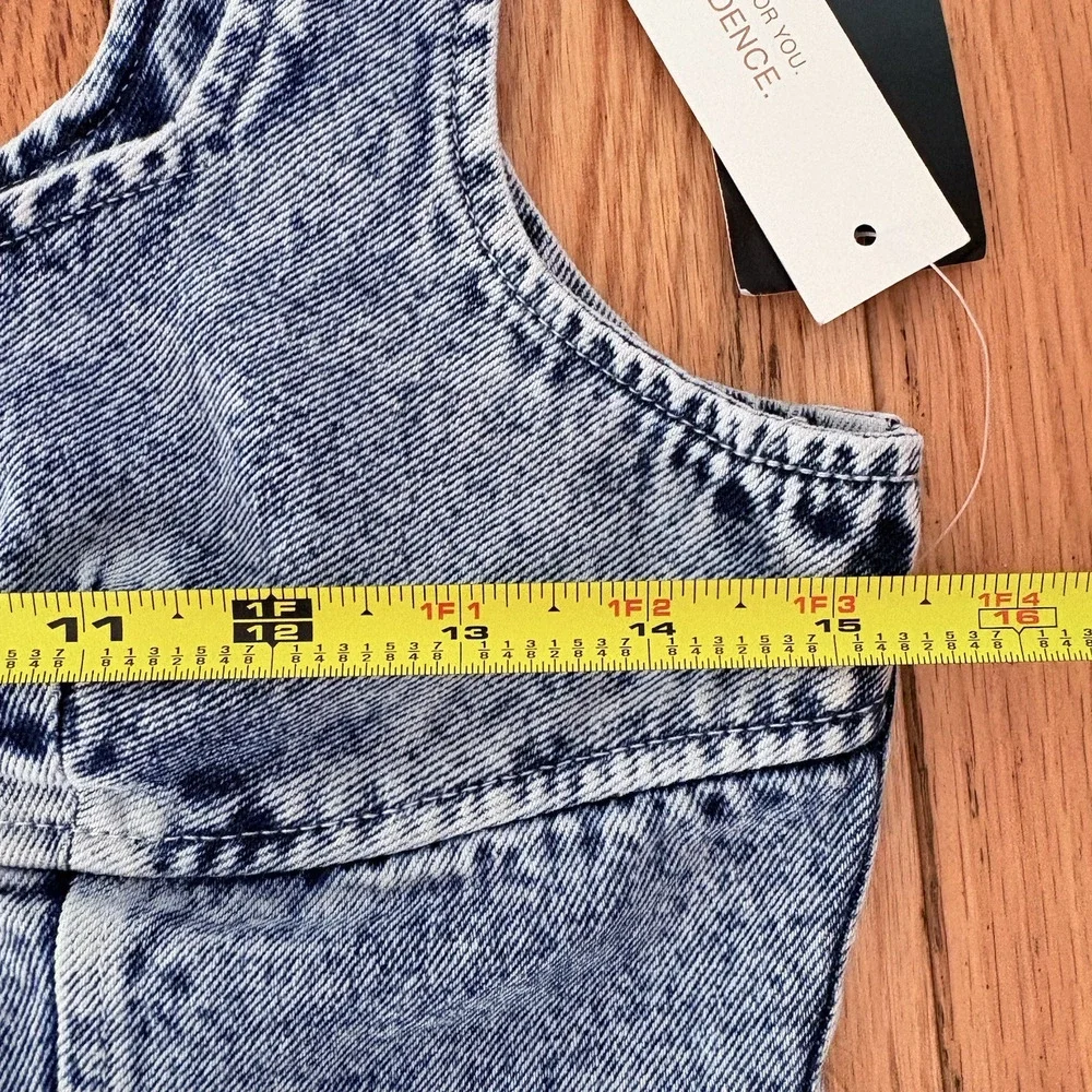 New CULPOS x INC Denim Sleeveless Bodysuit Acid Wash Y2K Festival Retro 90s Sz 4 - Picture 12 of 13